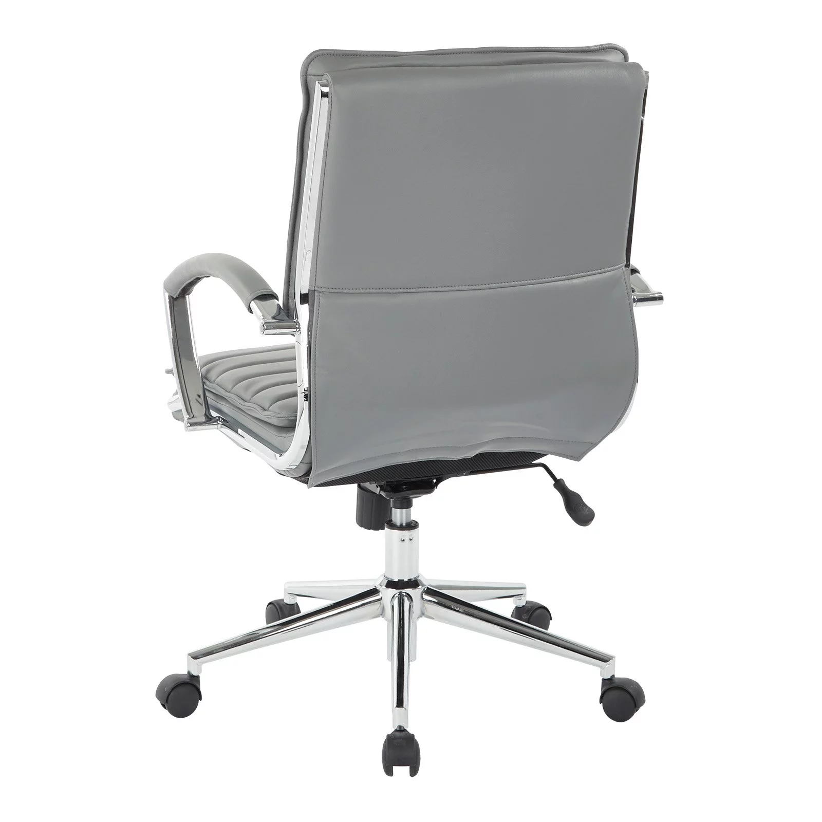 Office Star Products Mid Back Manager's Faux Leather Chair in White with Chrome Base