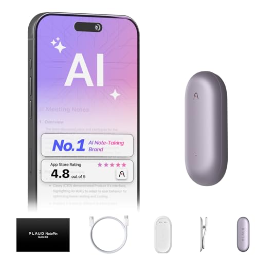 AI Voice Recorder, PLAUD NotePin Voice Recorder, App Control, AI Notetaker, AI Transcribe & Summarize, Support 112 Languages, 64GB Memory