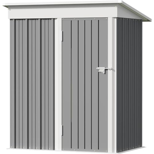 Greesum 5×3 FT Outdoor Storage Shed, Metal Storaged Sheds Without Floor, Tool Sheds with Lockable Doors and Sloping Roof for Garden, Patio, Backyard