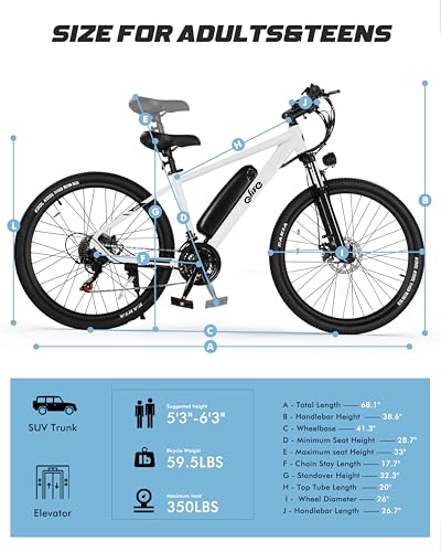 Racer Electric Bike for Adults - 21-Speed Mountain Lightweight Ebike with Peak 750W 22MPH Brushless Motor, 375Wh Removable Battery