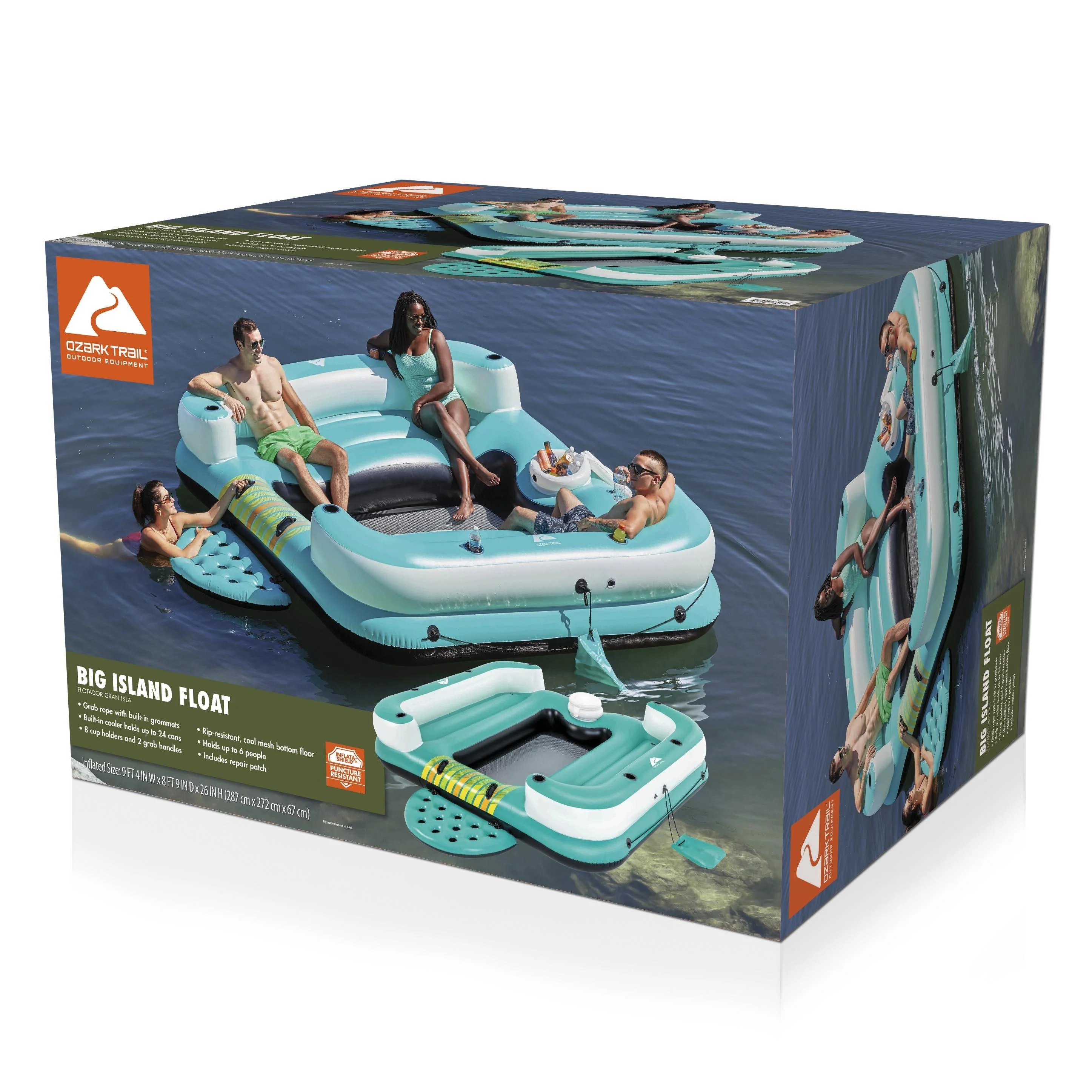 Ozark Trail Big 6-Person Inflatable Island 10', Multicolor, Adult, Recreational Float