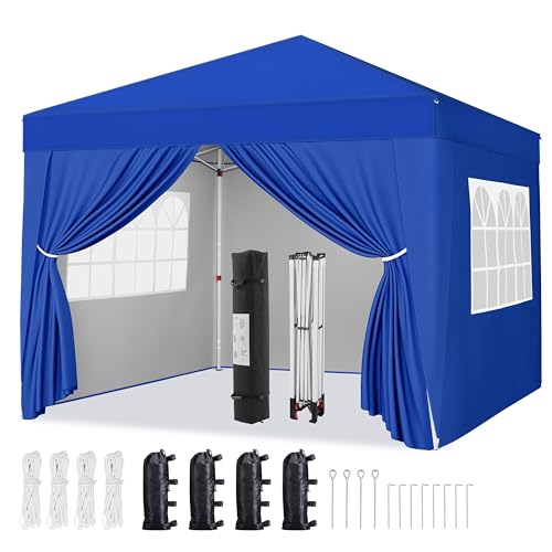 Yaheetech 10x10 Pop Up Canopy with 4 Removable Sidewalls, Portable Enclosed Instant Tent, Waterproof Outdoor Tent, Beach Sun Shelter with 4 Sandbags