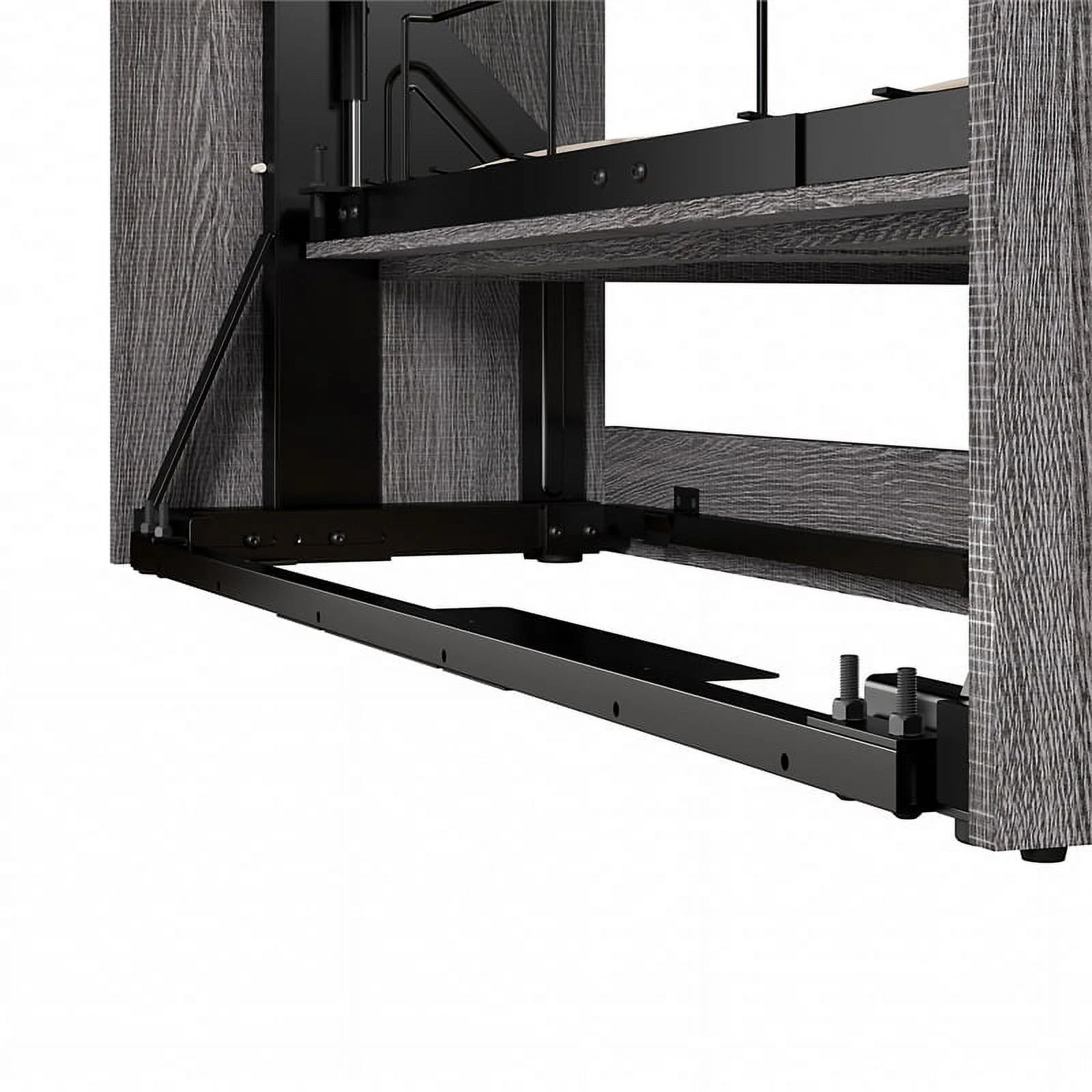Bestar Pur Engineered Wood Full Murphy Bed with Storage Cabinets in Bark Gray