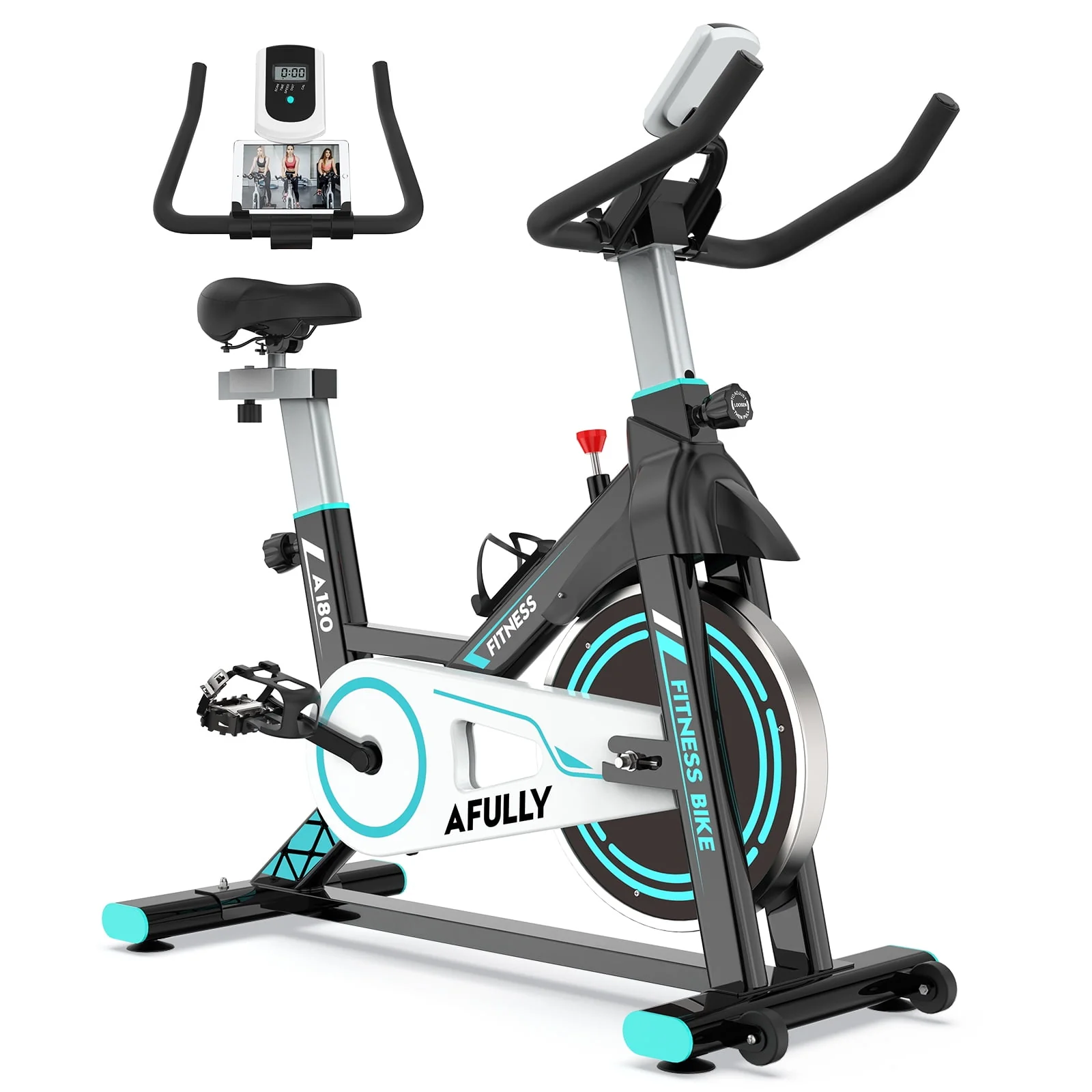 Pooboo Indoor Cycling Exercise Bikes Stationary Fitness Cycle Upright Cycling Belt Drive for Home Cardio Workout 35 Lbs Flywheel 350lb