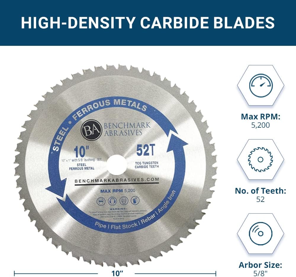 Benchmark Abrasives 14" 80 Tooth Tungsten Carbide Tips Saw Blade for Thin Steel and Ferrous Metals