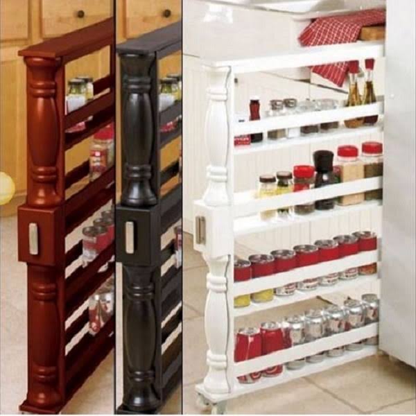 Slim Rolling Can and Spice Racks - Natural