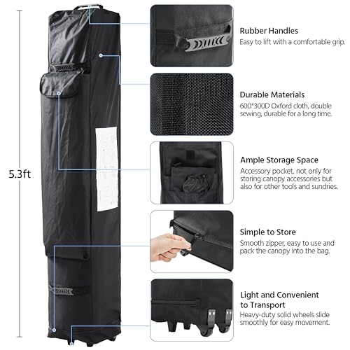 Yaheetech Heavy Duty Pop Up Canopy Tent, 10x20 Commercial Instant Shelter Tent for Wedding, Parties, Adjustable Outdoor Canopy with Wheeled Carry Bag