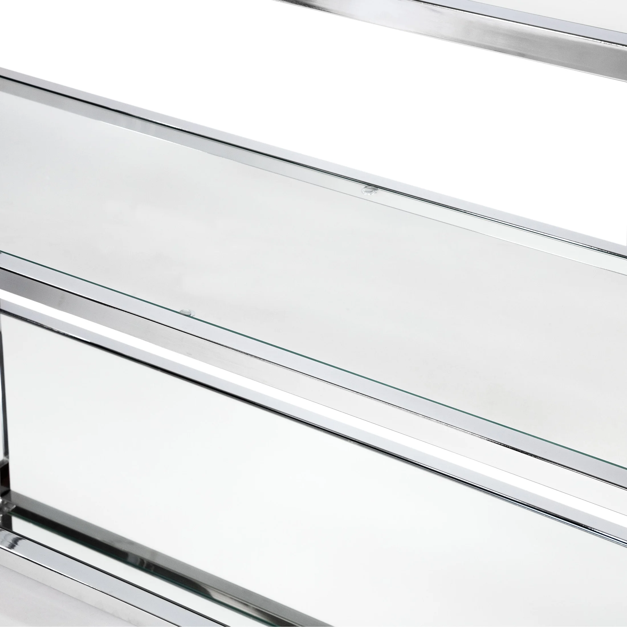 Furniture of America Ajani Glass Top Console Table, Chrome