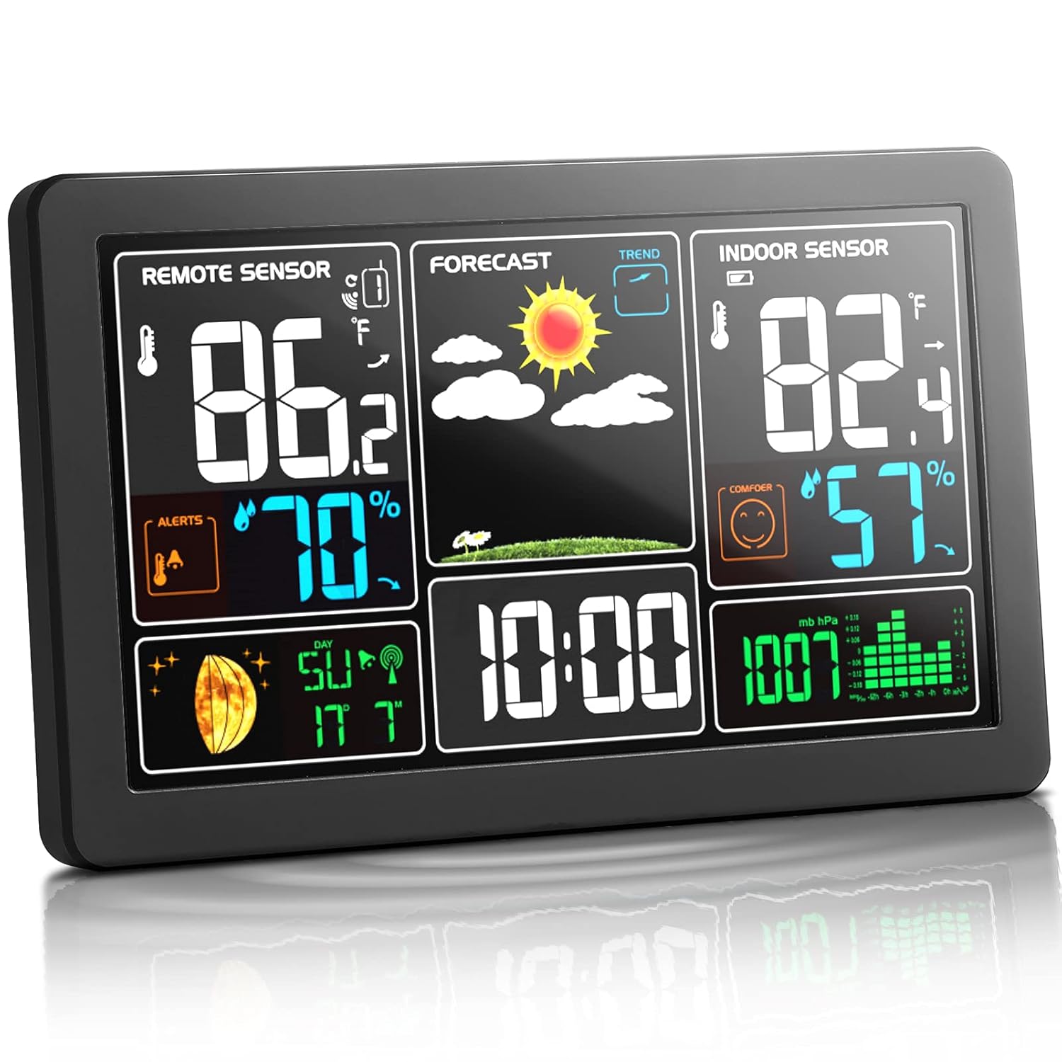 KALEVOL Weather Station Indoor Outdoor Thermometer Wireless Color Display Digital Temperature Humidity Monitor