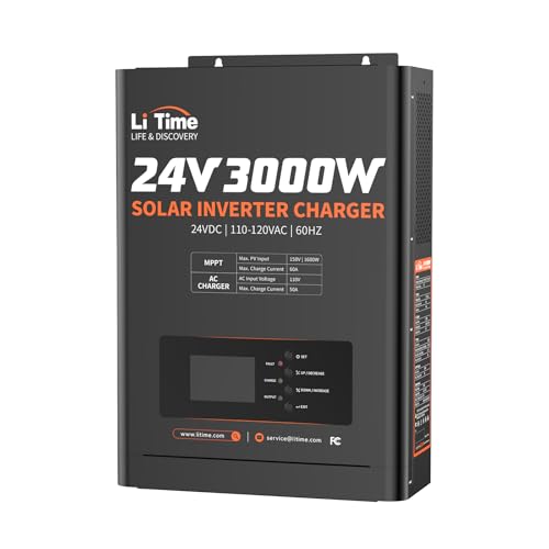LiTime 24V 3000W All-in-One Solar Inverter Charger | 60A MPPT Solar Controller | Pure Sine Wave Output | Uninterrupted Power Supply | RS485
