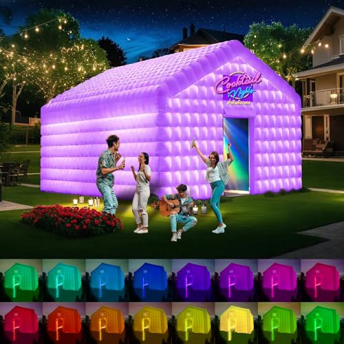 CZGBRO Large Inflatable Nightclub with Light, 20X16.5X12FT White Disco Cube Gazebo Event House Portable Inflatable Party Tent for Birthday, Wedding