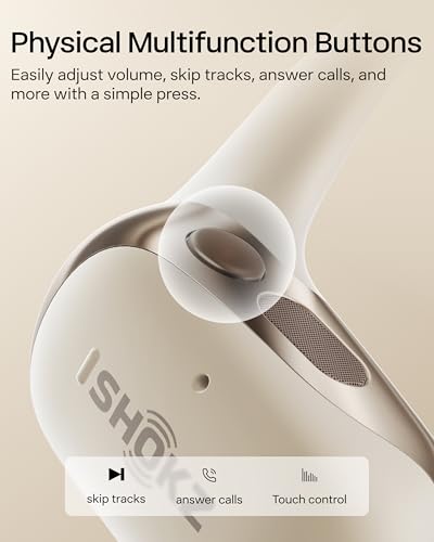 SHOKZ New OpenFit 2 Open-Ear Headphones, True Wireless Bluetooth Earphones with Microphone, Earhook Earbuds with 48 Hours of Playtime, Fast Charging
