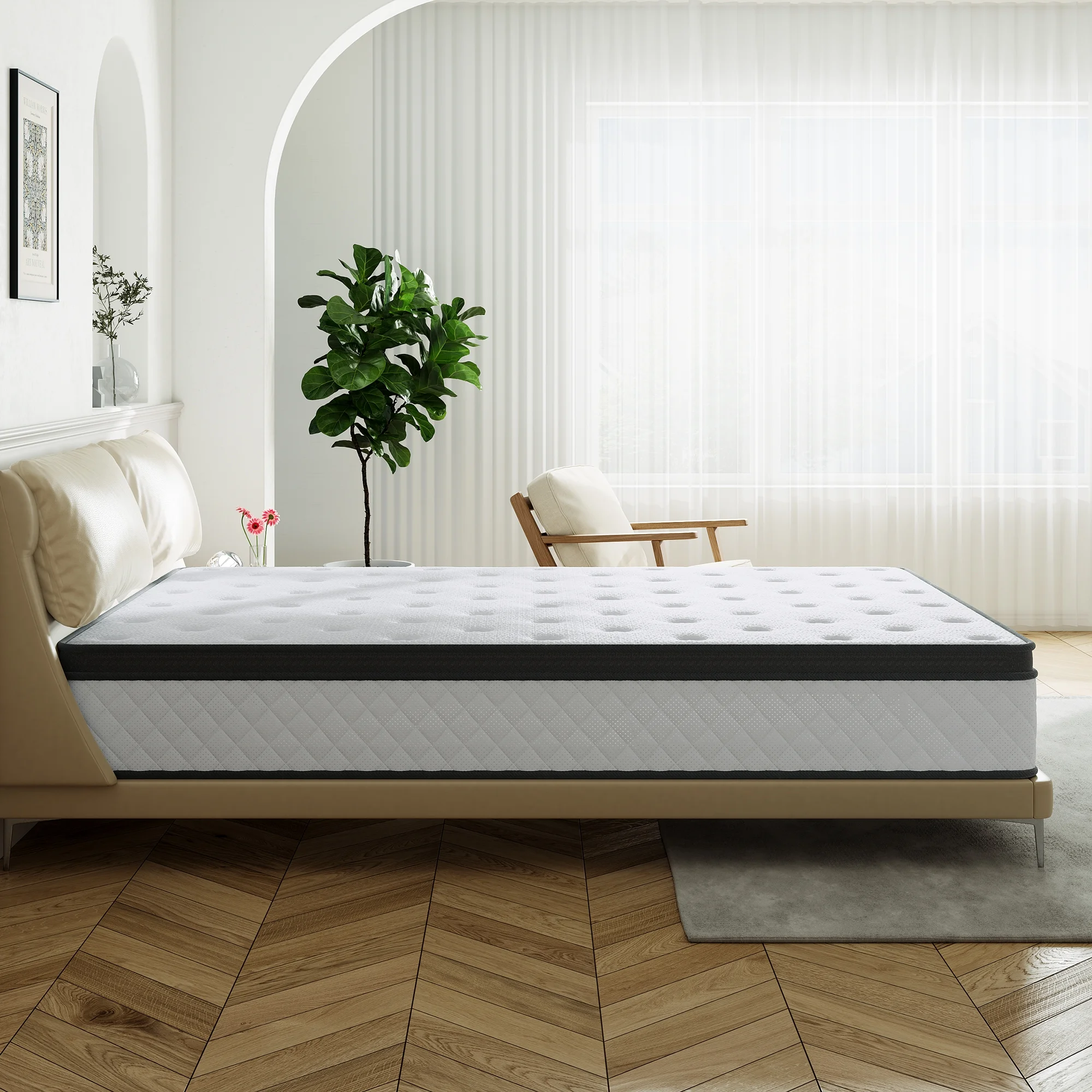 TXO 12 Inch Memory Foam and Innerspring Hybrid Mattress �C Queen Mattress �C Bed in a Box �C Medium Firm Mattress
