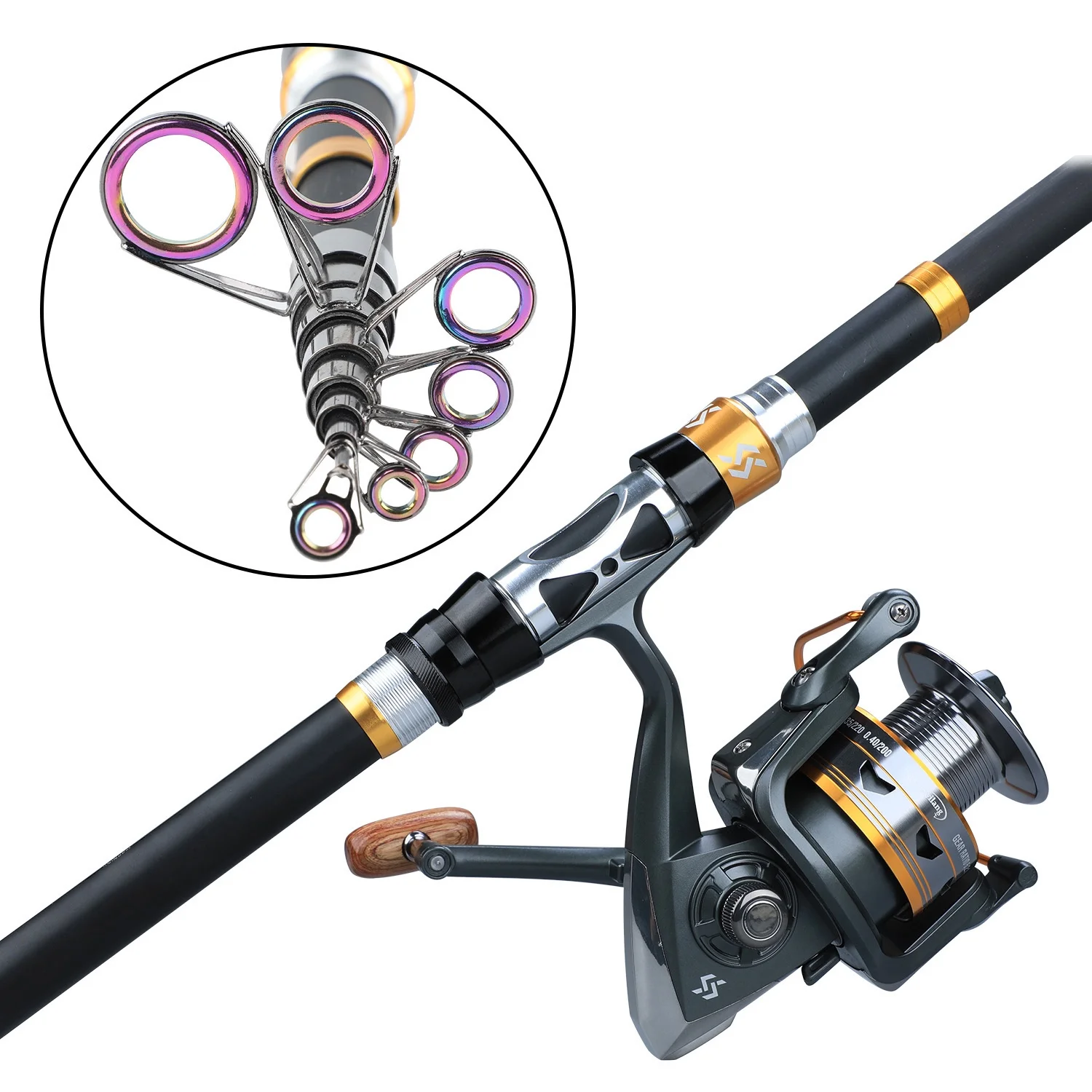 Sougayilang Telescopic Fishing Rod and Spinning Fishing Reel Combo Surf Fishing Pole Reel Set
