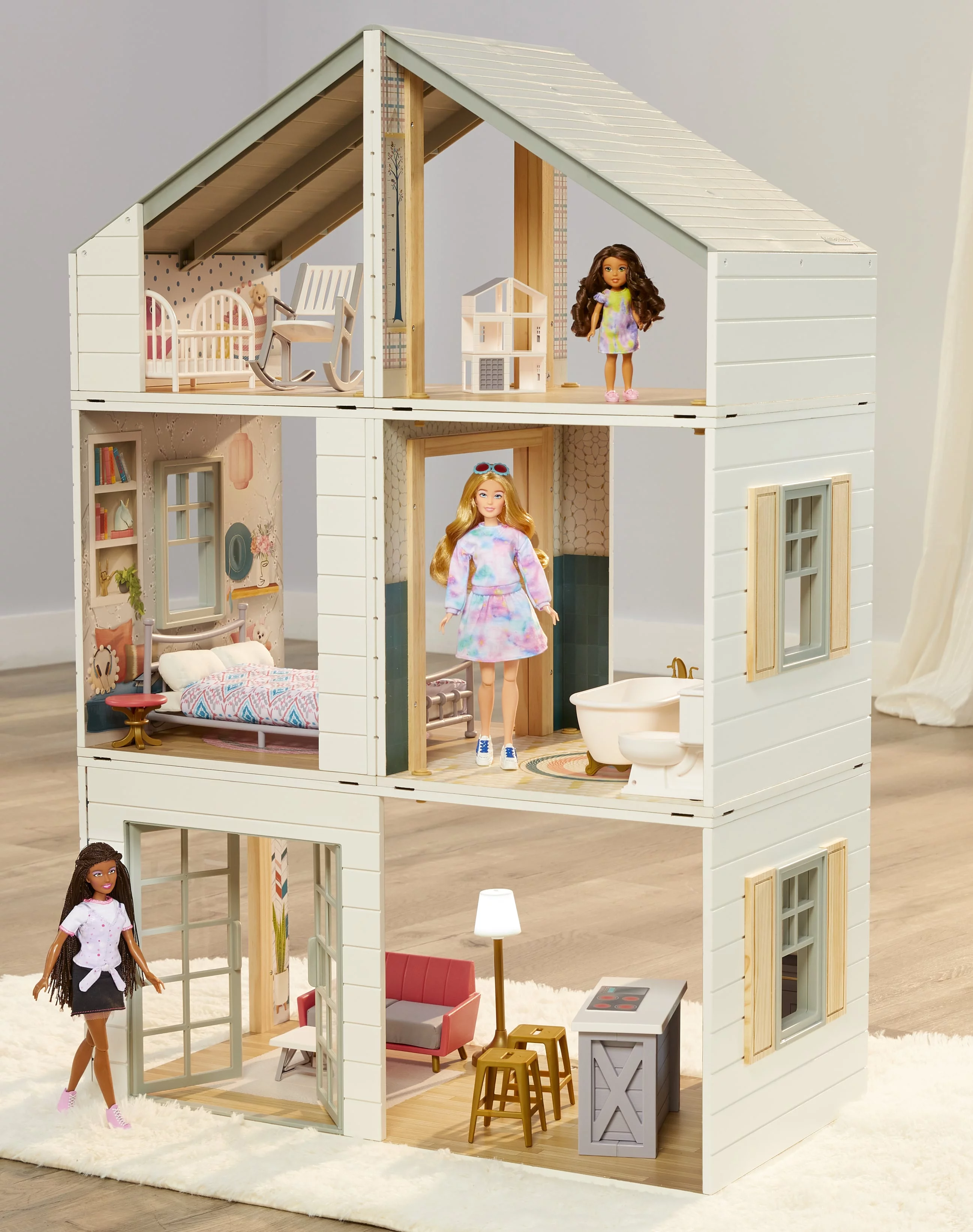 Little Tikes Real Wood Stack ‘N Style Dollhouse with 14 Accessories