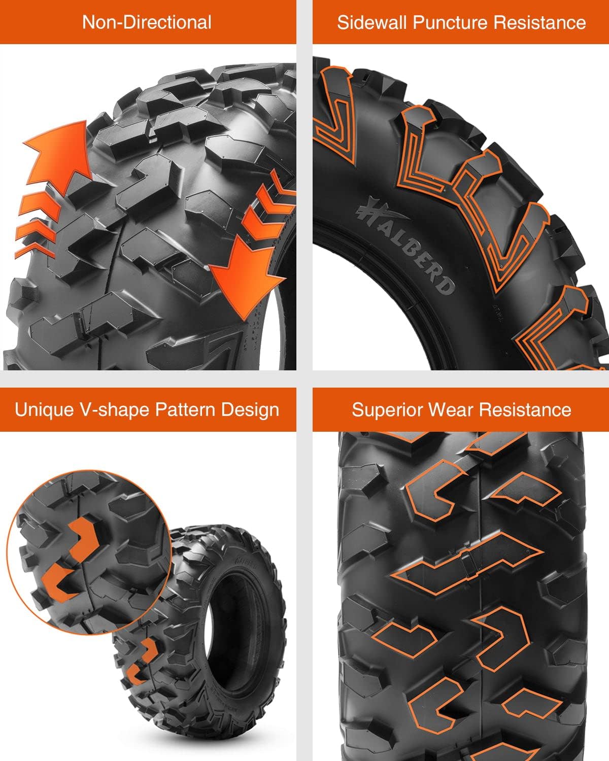 Set of 4 ATV UTV Tires 25x8-12 25x10-12 17MM Tread Depth 25x8x12 25x10x12 Compatible for 02-14 POLARIS SPORTSMAN 400/700