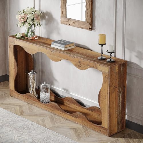 Tribesigns 63 Inches Farmhouse Console Table with Storage, Couch Table Behind Sofa, Long Entryway Sofa Station, Narrow Console Stand