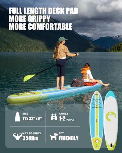 Highpi Inflatable Stand Up Paddle Board Premium SUP Accessories, Backpack, Wide Stance, Surf Control, Non-Slip Deck, Leash, Paddle and Pump