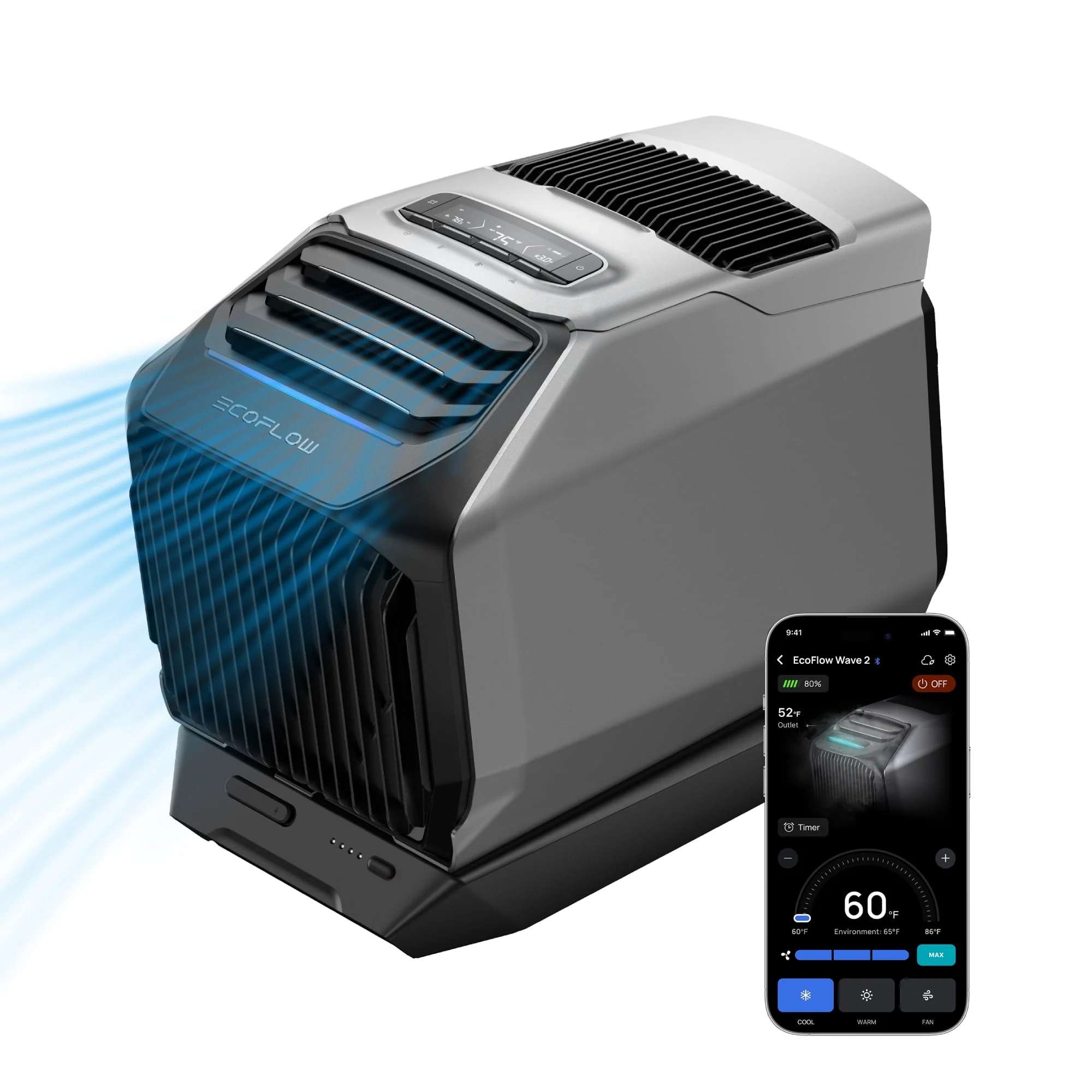 EcoFlow Portable Air Conditioner with Heat 5100 BTU for Outdoor WAVE 2, Air Conditioning Unit