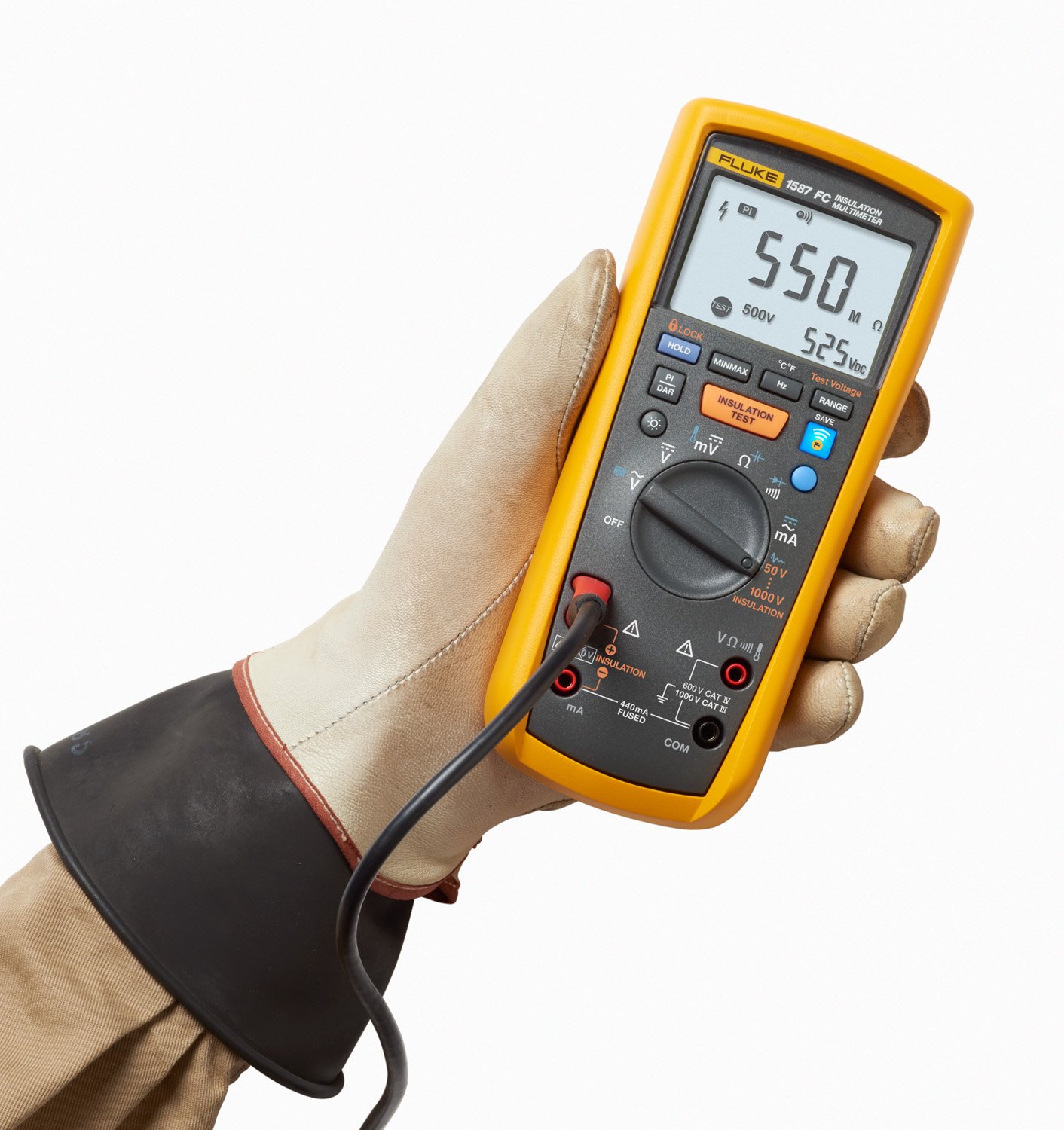 Fluke 1587 FC 2-in-1 Insulation Multimeter, True-RMS, Selectable Insulation Test Voltages Up To 1000 V, Pi/DAR Timed Ratio Tests, Measures Frequency