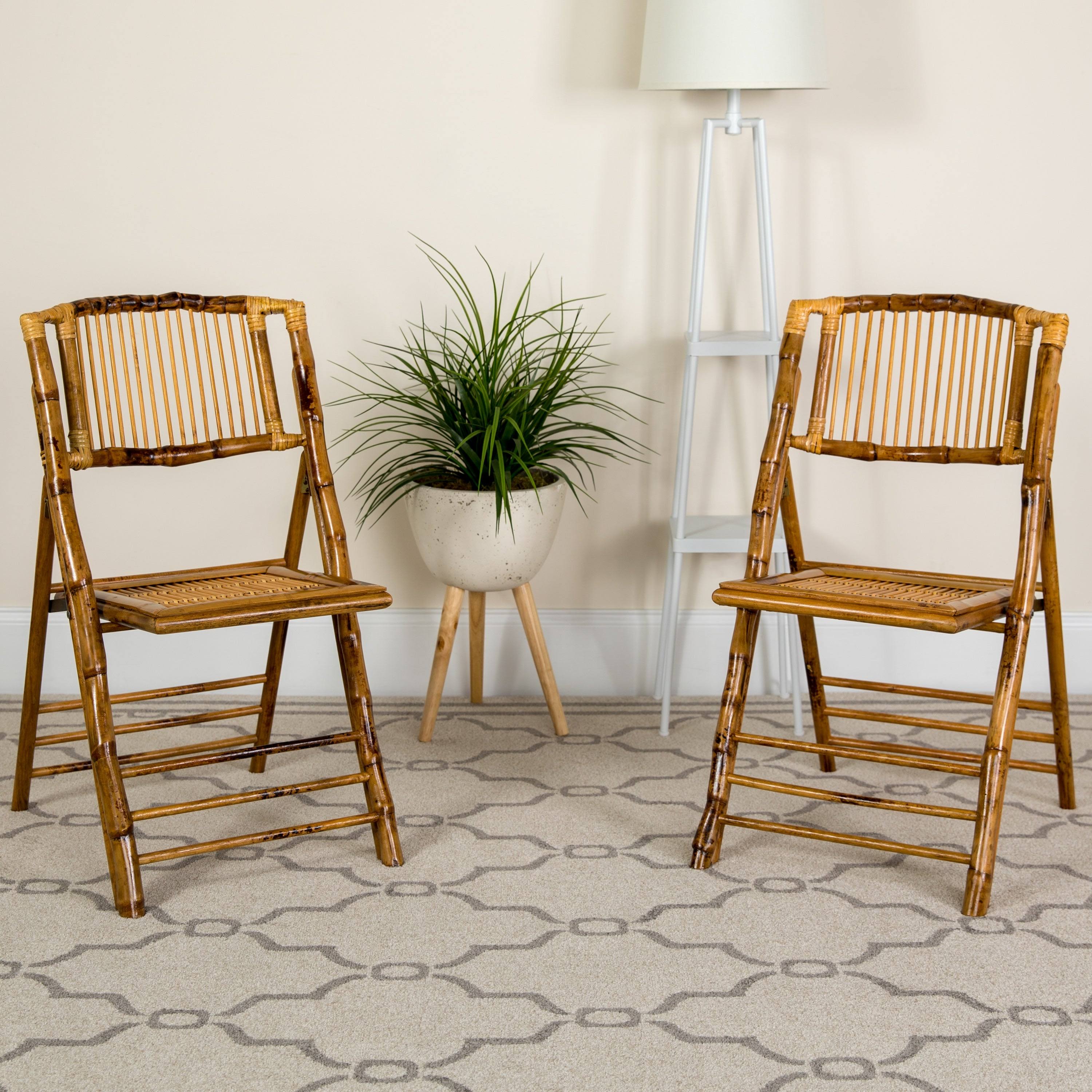 2 Pk Bamboo Wood Folding Chair - Event Folding Chair - Commercial Folding Chair