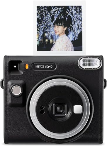 Fujifilm Instax Square SQ40 Instant Camera Vintage Black + Fuji Instax Film Value Pack (40 Sheets) + Shutter Accessories Bundle