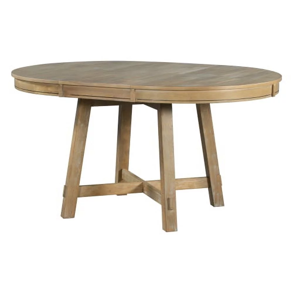 Extendable Dining Table, Farmhouse Round Dinner Desk with 16" Leaf for Kitchen, Living Room