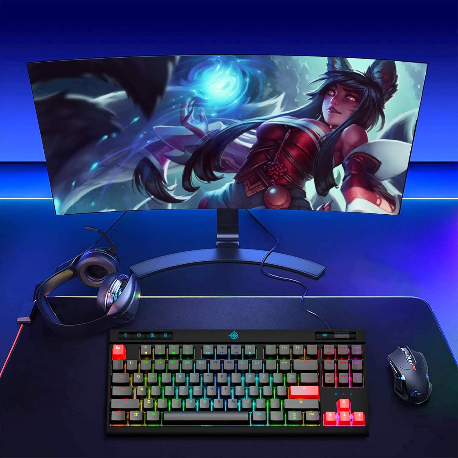STOGA Mechanical Gaming Keyboard,87 Keys Wired Gaming Keyboard,LED Rainbow Backlit Keyboard with Blue Switches for Windows/MAC/Gaming PC(Black)