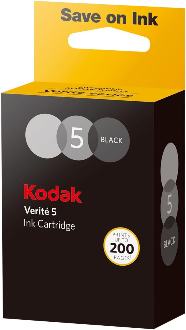 Kodak Verite 5 Replacement Inks (ASK1CA) Standard Black Ink Jet Cartridge Compatible with Kodak Verite Printers V50, V55, V55W Eco, V55 Plus, V60 Eco