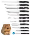 CUTCO Model 2018 Homemaker+8 Set Includes (8) #1759 Table Knives, (10) Kitchen Knives & Forks, 1748 Honey Oak knife block, 82 Sharpener