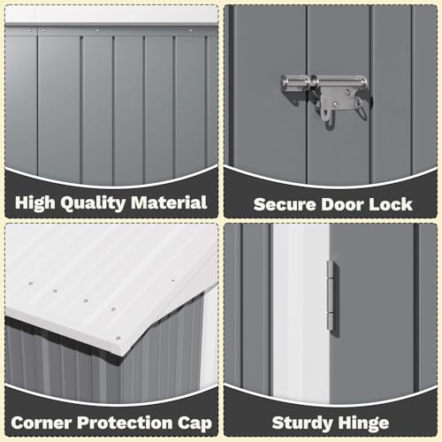 Greesum 5×3 FT Outdoor Storage Shed, Metal Storaged Sheds Without Floor, Tool Sheds with Lockable Doors and Sloping Roof for Garden, Patio, Backyard