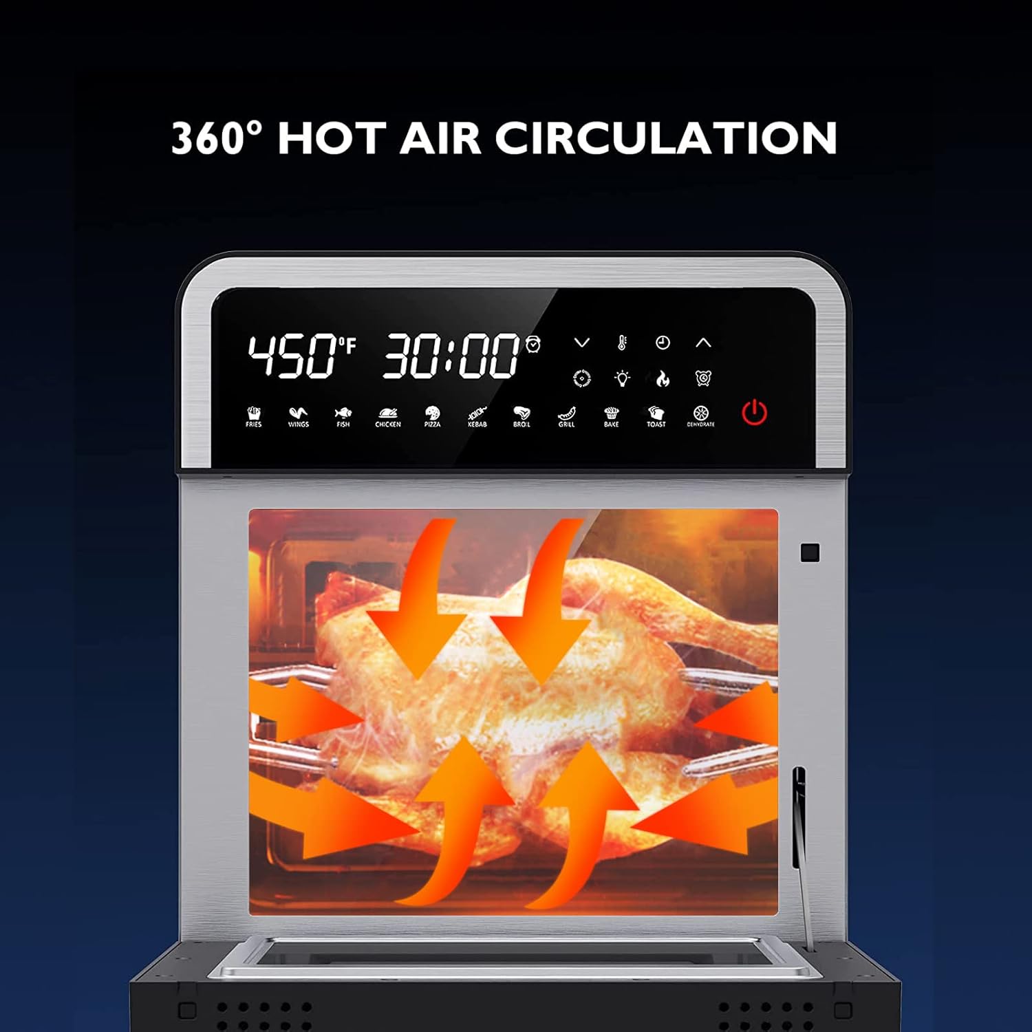 14-in-1 Air Fryer Oven, Sagnart 16 Quart Stainless Steel Air Fryers Toaster Oven with 11 Presets, 1600W LCD Touch Screen Air Fryer
