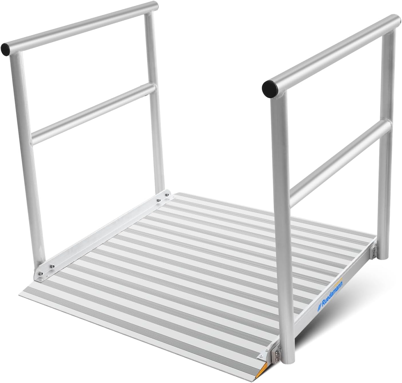 Ruedamann 3'L x 36" W Aluminum Wheelchair Ramp with Handrails, 600 Lbs Capacity Threshold Ramp for Home Steps Stairs Curbs, Non-Slip Access Ramp