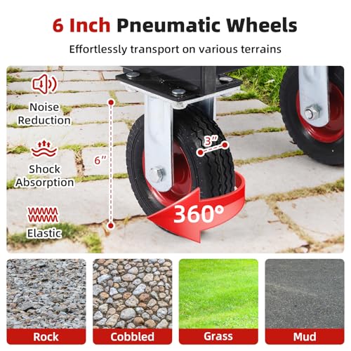880lbs Steel Garden Dump Cart, Heavy Duty Yard Dump Utility Wagon w Removable Mesh Sides, Utility Metal Wagon w 180° Rotating Handle