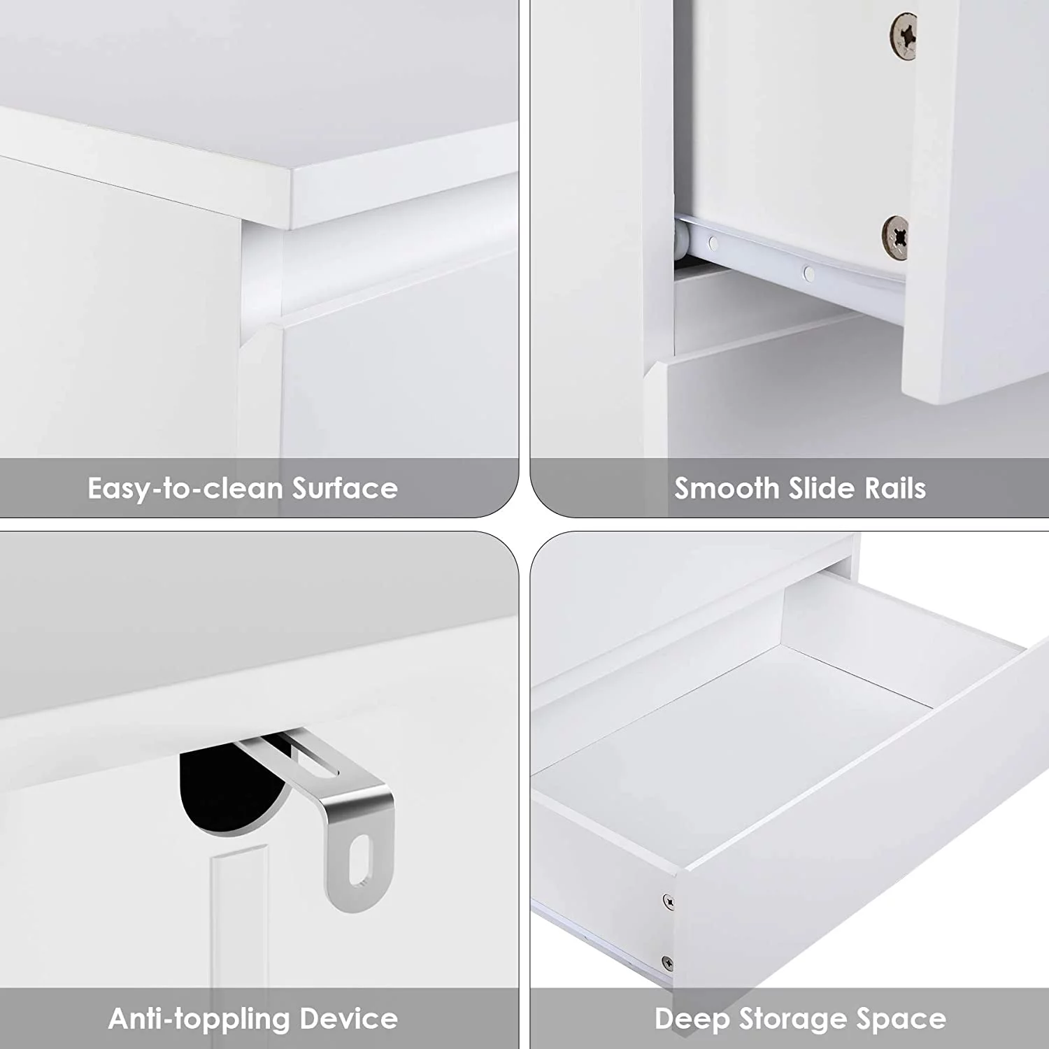 Homfa 5 Drawer White Dresser, Modern Storage Cabinet for Bedroom, White Chest of Drawers Wood Organizer for Living Room