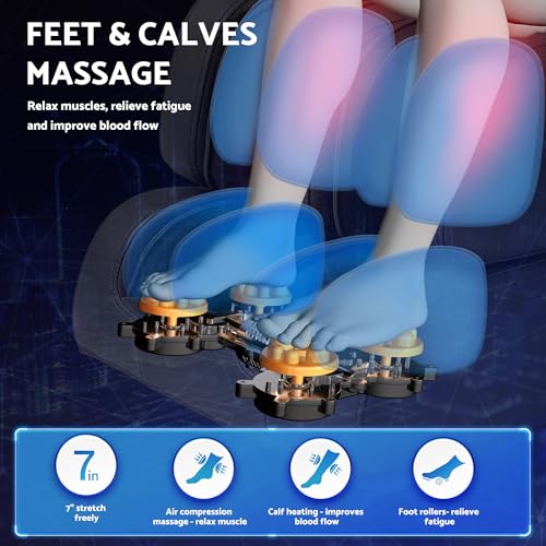 Massage Chair, Zero Gravity Full Body Massage Chair, Shiatsu Recliner with 14 Massage Points, Lumbar & Calf Heating, 20 Auto Modes