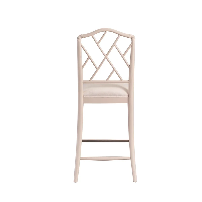 Universal Furniture Set of 2 Solid Wood Chippendale Bar Stool in Off White