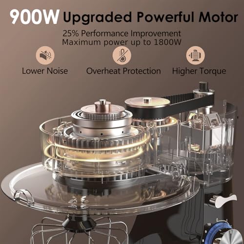 Kitchen in the Box Stand Mixer, 900W 8.5 QT Kitchen Electric Mixer, 10-Speed Large Capacity Tilt-head Food Mixer with Dough Hook, Wire Whip