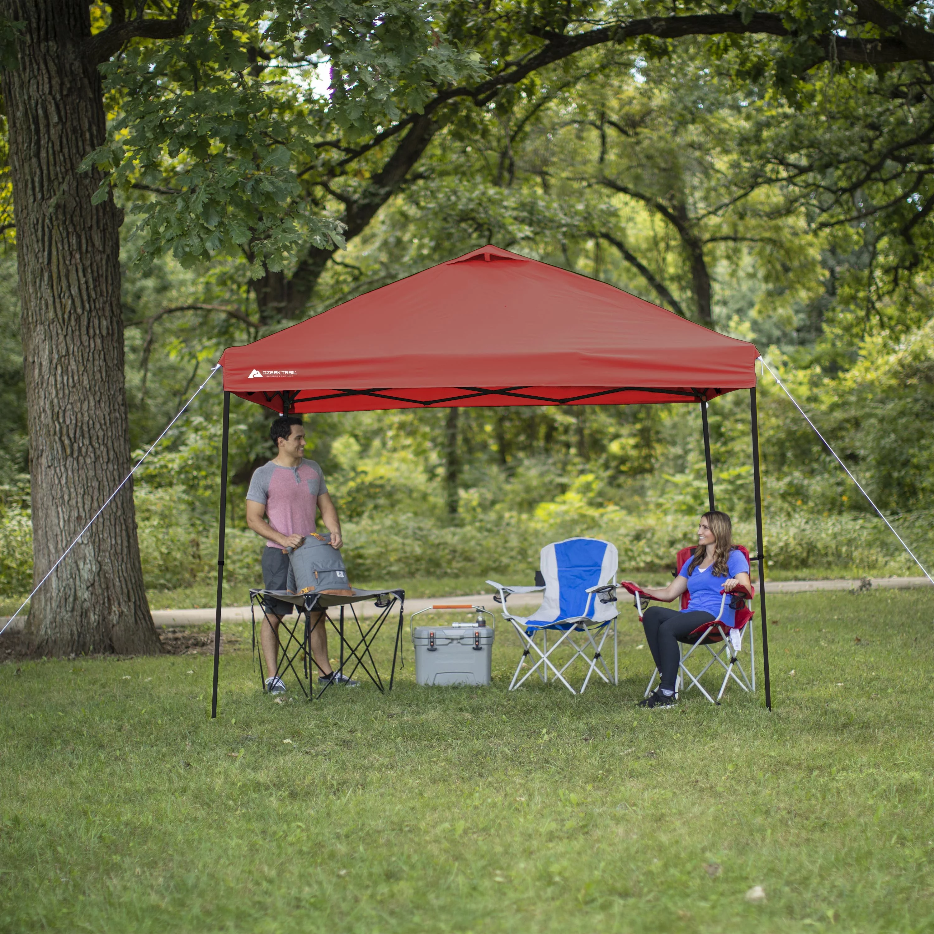 Ozark Trail Simple Push Straight Leg Instant Canopy, White, 10 ft x 10 ft