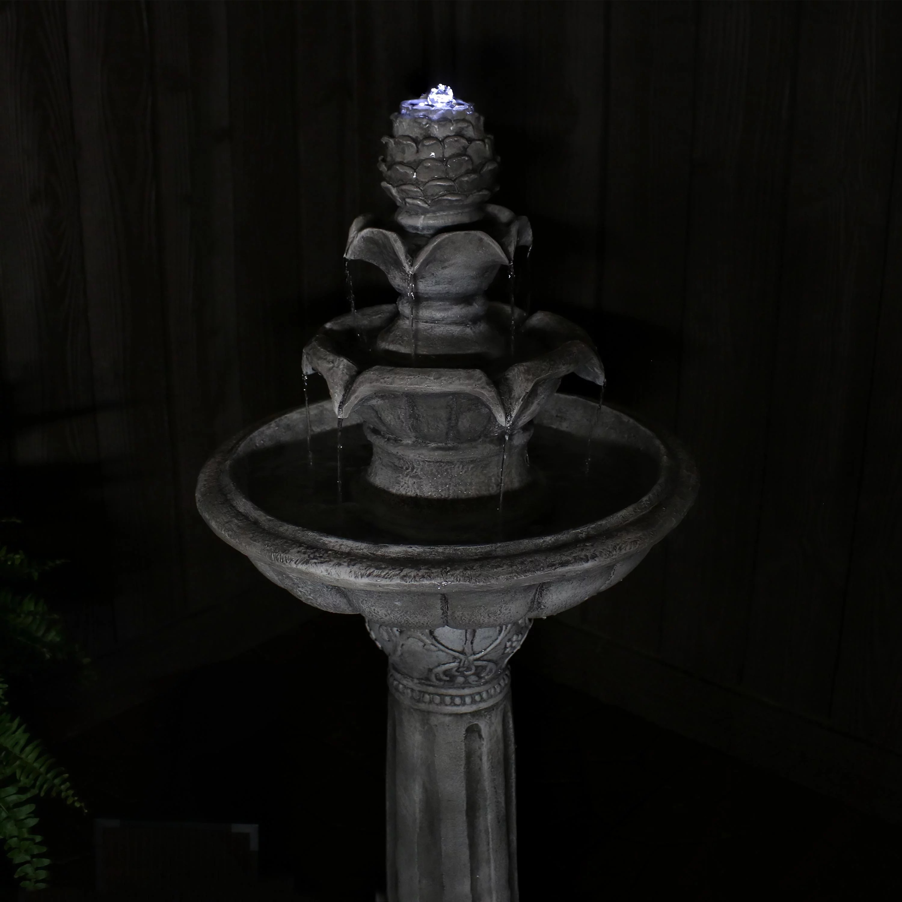 Sunnydaze Ornate Elegance Solar Water Fountain with Battery Backup - 42.5" H - White