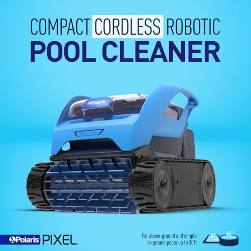 Polaris Pixel Compact Cordless Robotic Pool Cleaner for Above-Ground & In-Ground Pools up to 30ft, Long Lasting Battery