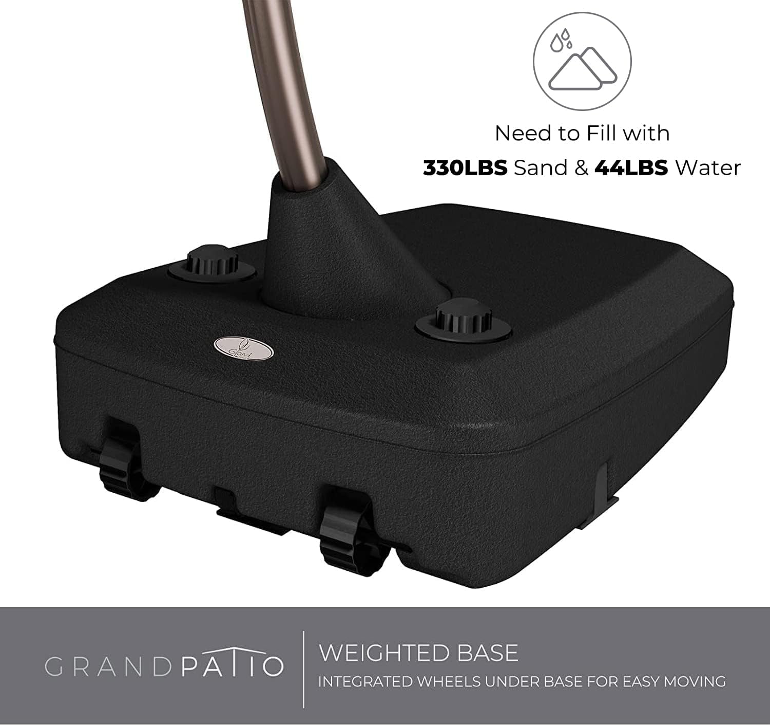 Grand patio 10'x10' Patio Offset Umbrella Aluminum Large Square Cantilever Umbrella Base Included for Deck Porch (Black & White, 10x10 FT)
