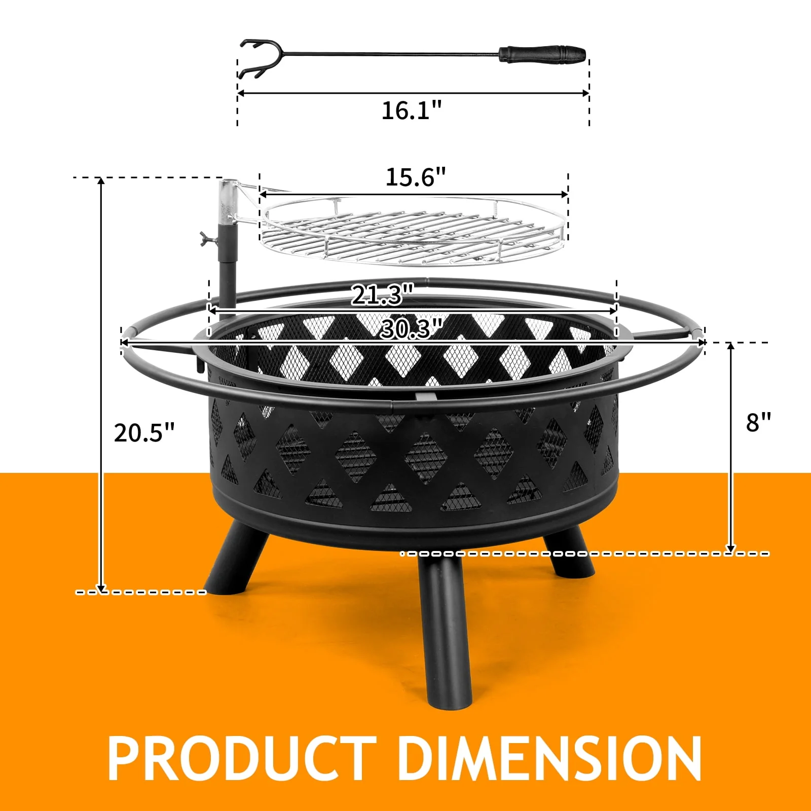 UBesGoo 32 Wood Burning Firepit Garden Square Fire Pit Stove Fire Bowl Patio Firepits Outdoor Black