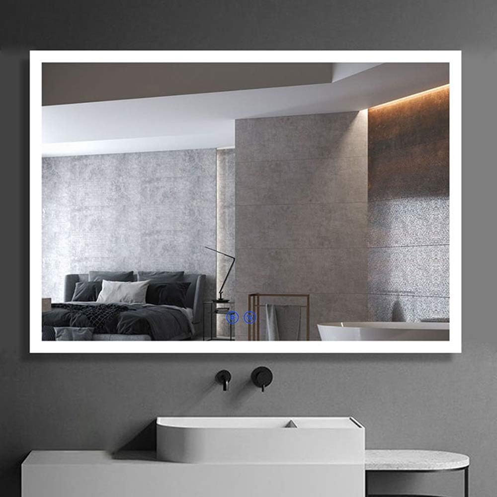 Dimmable LED Bathroom Mirror with Anti-Fog Function, 36x28 in Vertical & Horizontal Mount Illuminated Mirror with Touch Button, CRI>90