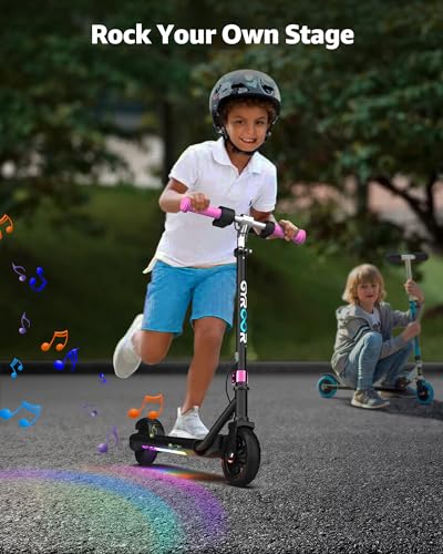 Gyroor H30 Max Electric Scooter for Kids, LED Dispaly, 150W Powerful Motor, Dual Brake System, Adjustable Height and Speed, Best Presents for Kids