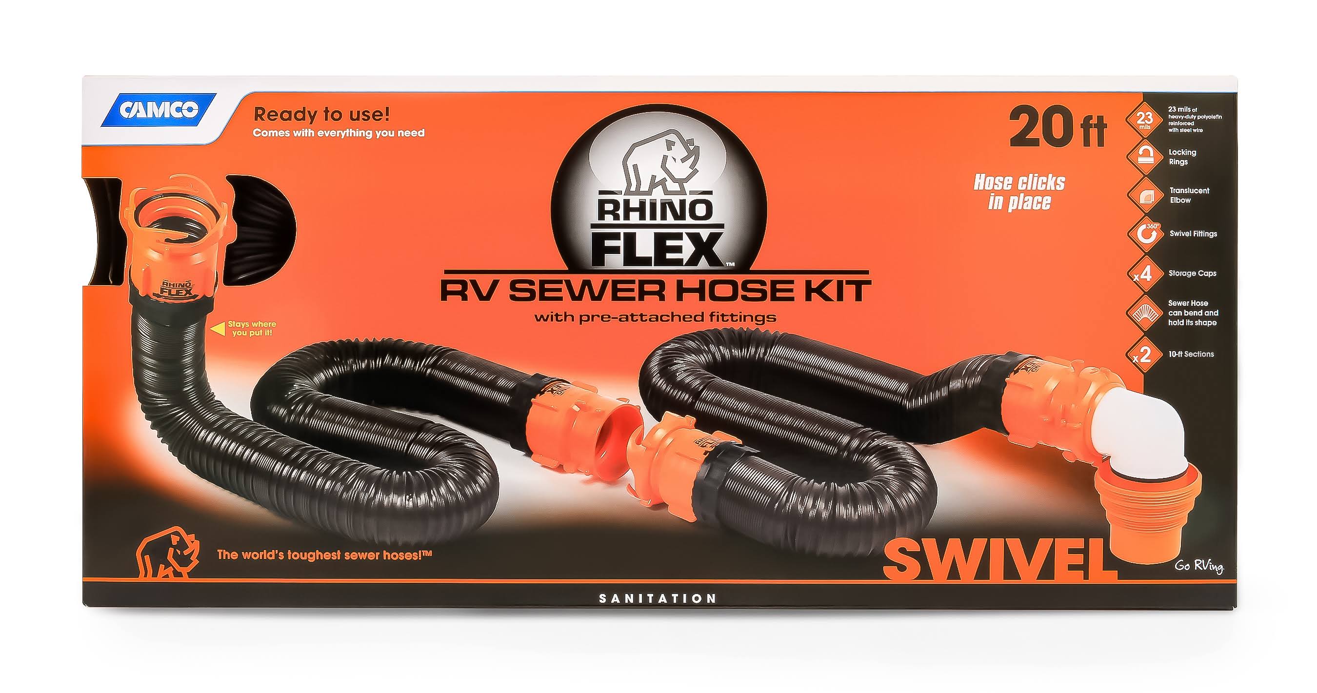 Camco RhinoFLEX 20& Sewer Hose Kit 39741