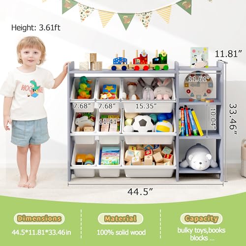 MallBest 4-Tier Kids' Toy Storage Organizer Shelf - 100% Solid Wood