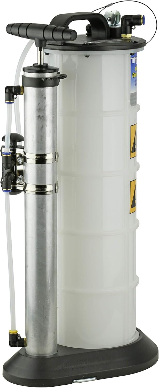 Mityvac 7201 Manual Fluid Evacuator Plus with 2.3 Gallon Reservoir; Evacuates or Dispenses Fluids with Push Button; Evacuate Through The Dipstick Tube