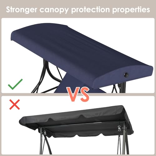 TLSUNNY 3-Seat Outdoor Patio Porch Swing with Adjustable Canopy & Backrest, Convertible Glider Bed with Stand, Removable Seat Cushion