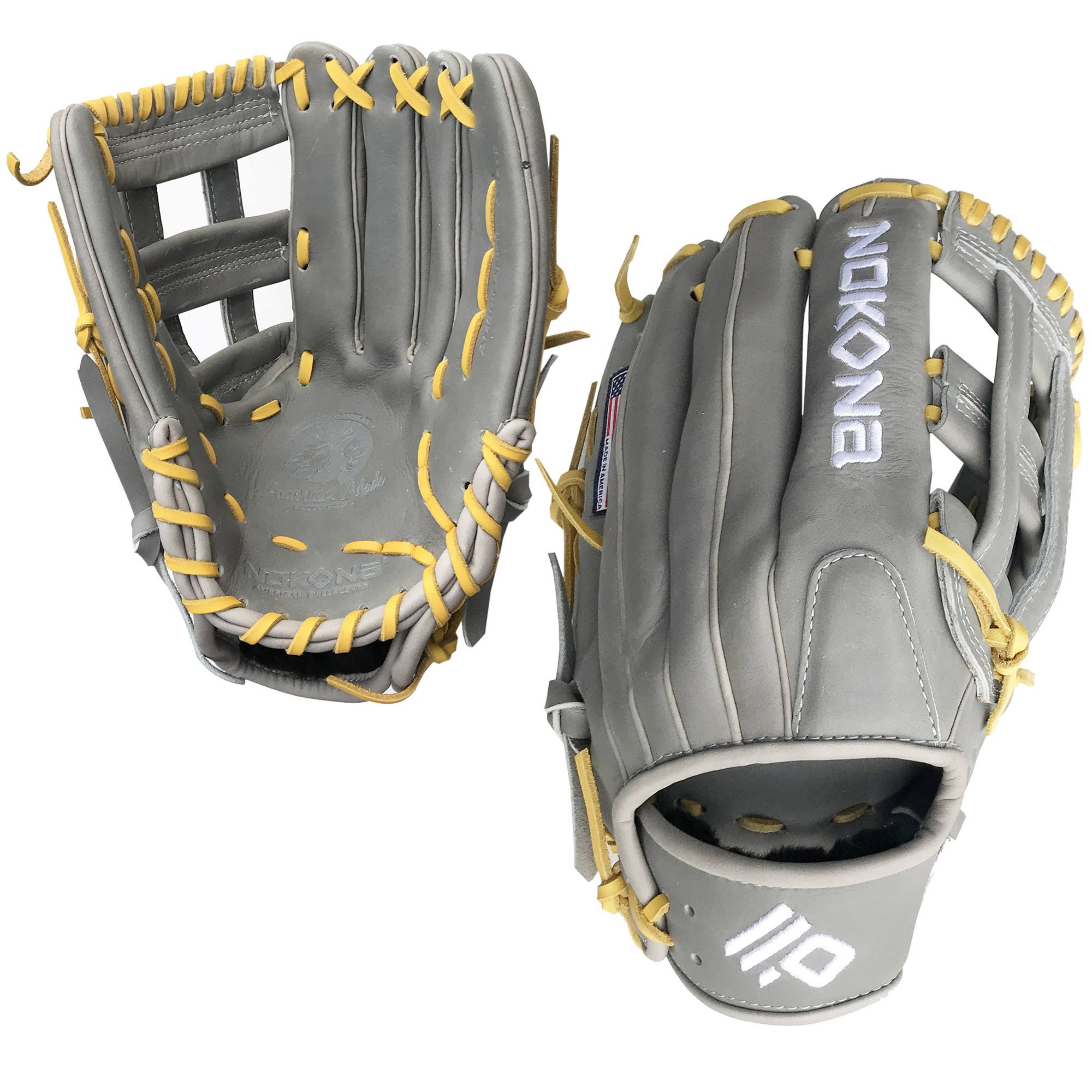 Nokona AmericanKip Gray H-Web 12.75 inch A-1275H-GR GD Baseball Glove (Gold Lacing)
